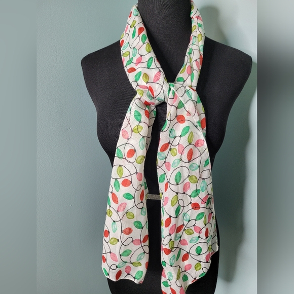 Christmas String Lights Scarf Womens Fashion Multicolor 60 in x 12 in - Picture 1 of 5